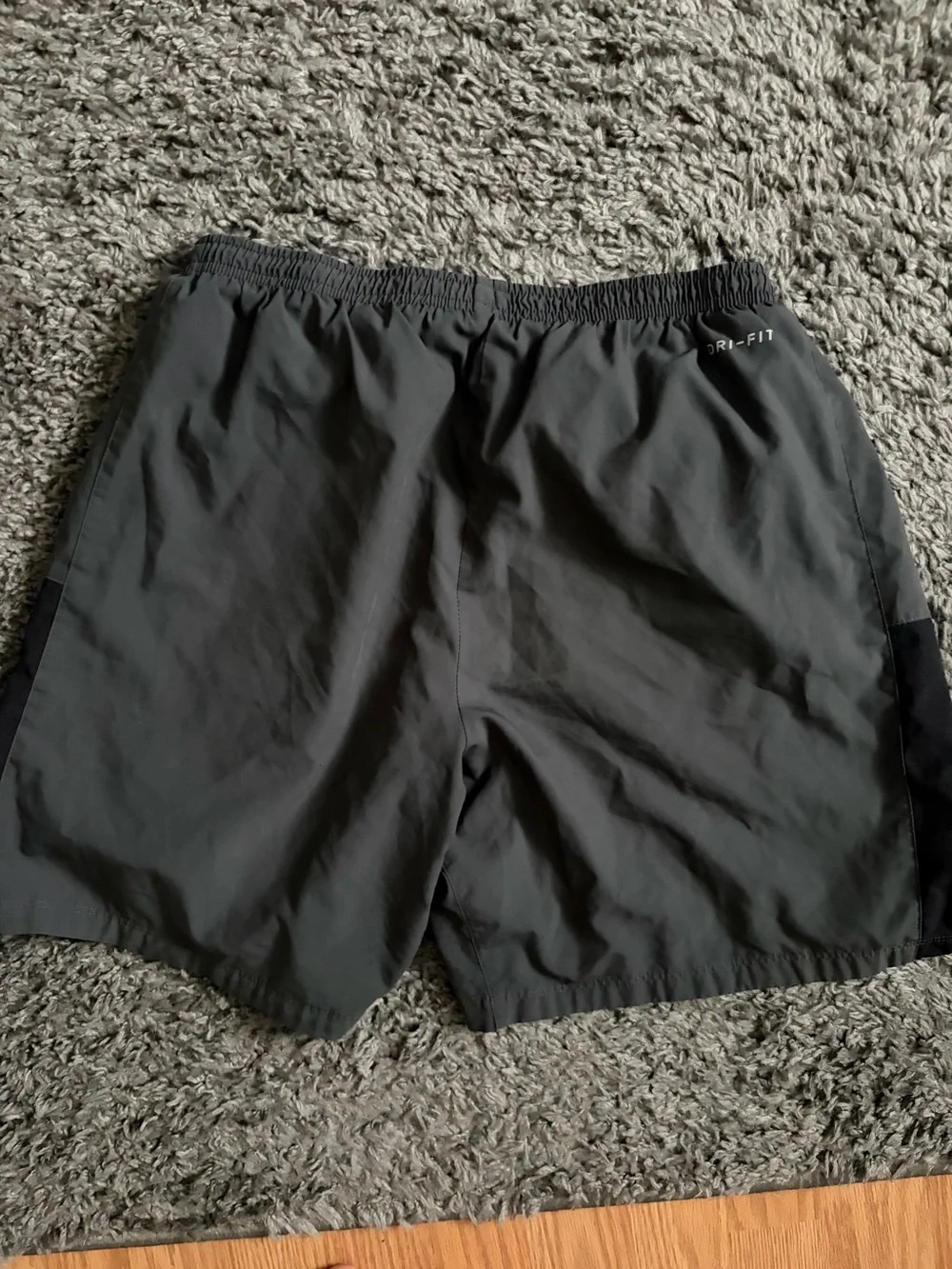 Nike Men's Dark Gray Athletic Shorts with Black Panels
